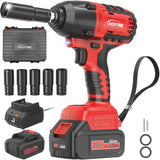 1 x RAW Customer Returns HOFTME Cordless Impact Wrench 700Nm, 1 2 inch Brushless Impact Wrench with 1x4.0Ah Battery, Quick Charger, 5 Sockets, Rotary Impact Wrench for Car Tire Changing Red  - RRP €99.74