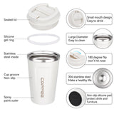 1 x RAW Customer Returns ERBO coffee mug to go, thermal mug Edelsthal, leak-proof coffee cup coffee mug with lid, coffee to go mug, thermal mug for on the go, environmentally friendly, white pink 380ml - RRP €21.17