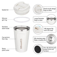 3 x RAW Customer Returns ERBO coffee mug to go, stainless steel thermal mug, leak-proof coffee cup with lid, coffee cup thermal mug for on the go, environmentally friendly, white 380ml - RRP €32.97