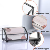 1 x RAW Customer Returns SUMNACON Black Business Card Holder Made of Glass Metal Business Card Stand for Cards Business Card Stand Business Card Box Business Card Show Storage for Business Cards for Desk Office - RRP €12.99