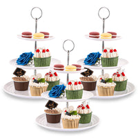 1 x RAW Customer Returns YAYODS 3 pieces cake stand 3 levels - white height 33 cm cupcake stand - plastic round cake stand 3 levels for cakes, fruit, snacks, cookies, afternoon tea - RRP €22.99