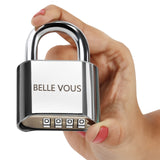 1 x RAW Customer Returns Belle Vous Pack of 4 Silver 4 Digit Combination Lock - 5.2 x 7.3 cm - Padlock Weatherproof Durable - Padlock Combination Lock for Indoor Outdoor Use, Lockers, Fences Gates - RRP €21.43