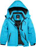 4 x RAW Customer Returns GEMYSE Girls Waterproof Mountain Ski Jacket, Windproof Outdoor Fleece Winter Coat with Hood Light Blue, 116-122  - RRP €319.92