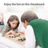 1 x RAW Customer Returns Herefun Hockey Board Game Toy with 20 Chess Pieces, Table Hockey Catapult Board Game 2 in 1 Parent-Child Interaction, Table Hockey Wood, Fast Sling Puck Game Portable Chess Board Set 35 x 22 x 2.5 cm  - RRP €15.99