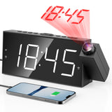 1 x RAW Customer Returns Projection Alarm Clock for Bedroom, Digital Alarm Clock with Large 7 LED Display, Dimmer, 180 Projector, USB Charger, 12 24 H, DST, Snooze, Battery Backup, Desk Wall Ceiling Clock for Older Children - RRP €24.78