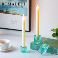 5 x Brand New Romadedi Candlestick Decorative Glass Candle Holder - Set of 6 Small Candle Holder Wedding Christmas Home Decoration, Holders for Conical Candles Tealight Candle Holder, Green - RRP €57.55