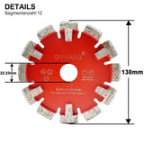 1 x RAW Customer Returns GVHAKG Tuck Point Diamond Saw Blade for Underfloor Heating, Very Hard Concrete Floors and Removal, Segment Width 17mm, Segment Height 12mm, Premium Dry Cutting 130 x 17 x12x 22.23mm  - RRP €94.78