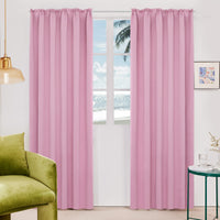 1 x RAW Customer Returns Deconovo thermal curtain blackout curtains with ruffle tape, 260 x 140 cm height x width , pink, set of 2 - RRP €47.49