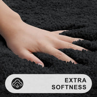 1 x RAW Customer Returns Homaxy Bathroom Rug Non-Slip Washable Bath Mat Soft Fluffy Bath Rug Shaggy Deep Pile Microfiber Bath Mat Round 90 cm , Black - RRP €39.25