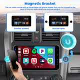 1 x RAW Customer Returns Hikity Wireless Carplay Car Radio 1Din Bluetooth with Screen 9 Inch HD Touchscreen Radio Stereo 1 Din with Phone Holder Android Auto Bluetooth USB FM Mirror Link Steering Wheel Control Rear View Camera - RRP €170.99