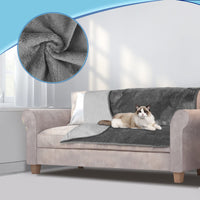 1 x RAW Customer Returns Bedding Aid waterproof blanket 203x229cm, fluffy blanket, dog blanket sofa, love blanket waterproof, cat blanket, dark grey light grey - RRP €79.0