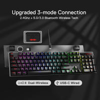 1 x RAW Customer Returns Redragon K556 PRO Upgraded Wireless RGB Gaming Keyboard, BT 2.4GHz Tri-Mode Aluminum Mechanical Keyboard with Lag-Free Connection, Hot-Swappable Linear Silent Red Switch - RRP €90.74