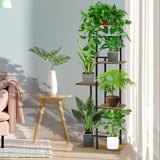 1 x RAW Customer Returns 5 Tier Wooden Tall Metal Shelf, Corner Shelf for Multiple Flower Pots, Display Shelf, Storage Rack for Balcony Garden Indoor Outdoor - RRP €43.97