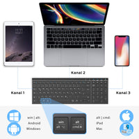 1 x RAW Customer Returns iClever BK10 Bluetooth keyboard, wireless rechargeable keyboard with 3 Bluetooth channels, stable connection, ultraslim ergonomic design, wireless keyboard for iOS, Android, Windows, black - RRP €38.3