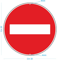 1 x RAW Customer Returns Pubblimania Prohibited direction Prohibition of access 3 mm thick aluminum round metal traffic sign sign for outdoor 30 prohibited direction  - RRP €21.99