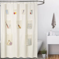 1 x Brand New LuxFocus Waterproof Fabric Shower Curtain or Liner with Mesh Pockets, White, 89 x 182 cm - RRP €4.02