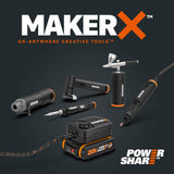 1 x RAW Customer Returns WORX MakerX HubX Adapter 18V 20V MAX WA7161 with Belt Clip, PowerShare, Variable Speed Control, USB Port, Power Supply for All MakerX Tools - RRP €33.01