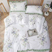 1 x RAW Customer Returns Freyamy bed linen 155x220cm 2-piece white colorful flowers ruffles reversible bed linen microfiber soft bedding sets romantic girls duvet cover with zipper and pillowcase 80x80cm - RRP €37.27