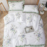 1 x RAW Customer Returns Freyamy bed linen 200x220cm 3-piece white colorful flowers ruffles reversible bed linen microfiber soft bedding sets romantic girls duvet cover with zipper and 2 pillowcases 80x80cm - RRP €44.33