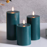 1 x Brand New Eywamage Green Flameless Pillar Candles with Remote Control, Battery Operated Wax LED Candles 3 Pack - RRP €25.2