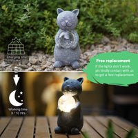 1 x RAW Customer Returns Yeemoo Cat Decoration Garden Figures for Outdoors, Garden Decoration Figure with Solar Ball Funny Gifts for Women Birthday Waterproof Animals for Mom Grandma Wedding Gift Balcony Gray - RRP €33.26