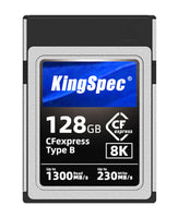 1 x RAW Customer Returns KingSpec CF Express Type B Memory Card 128GB, XQD Memory Cards, CFexpress Type B, 1300MB s Read - 230MB s Write, 8K Raw for DSLR, Compatible with Canon Nikon Panasonic Cameras, Pro Photographers - RRP €137.7