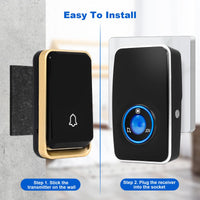 1 x RAW Customer Returns  No Battery Required Wireless Doorbell Waterproof, AURTEC Doorbell Kit with 1 Receiver and 2 Press Self-Powered, 51 Chimes, 4 Volume Levels, Black - RRP €32.26