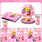 1 x RAW Customer Returns 41 Birthday Party Supplies Set, Super Princess Peach Party Tableware, Children s Birthday Girl Party Tableware, Plates, Cups, Napkins, Tablecloth for Children s Birthday, Enough for 10 Guests - RRP €17.08