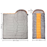 1 x Brand New Camping Sleeping Bag, 3 Season Sleeping Bag with Hood Envelope, Indoor Outdoor Adult Winter Sleeping Bag for Backpacking Hiking Travel with Compression Bag Orange Grey Zipper L  - RRP €49.99