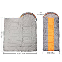 1 x Brand New Camping Sleeping Bag, 3 Seasons Sleeping Bag with Hood Envelope, Indoor Outdoor Adult Winter Sleeping Bag for Backpacking Hiking Travel with Compression Bag Orange Grey Zipper L  - RRP €49.99