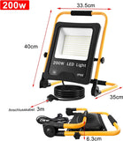 1 x RAW Customer Returns UISEBRT LED construction spotlight 200W warm white including stand and power cable - LED floodlight work light waterproof IP66 for indoor and outdoor use - garage, garden, sports field, construction site - RRP €41.18