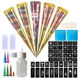 10 x Brand New CHASPA Temporary Tattoo Paint, 5 Pieces Temporary Mehndi Tattoo with 50pcs Tattoo Stencil Natural Temporary Tattoo Kit, Safe, Painless and Fast Tattoo - RRP €180.0