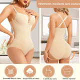 1 x RAW Customer Returns Bafully Bodysuit for Women Body Shaping Flat Tummy Shapewear Invisible Slimming Bodysuit Top Beige L-XL - RRP €36.4