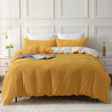 1 x RAW Customer Returns SOULFUL bed linen 135x200 cotton 2 pieces, bed linen sets yellow with zipper, similar texture to stone washed linen, contains 1 duvet cover 135x200 and 1 pillowcase 80x80 - RRP €31.7