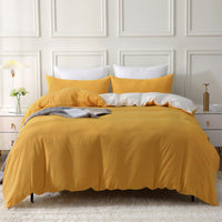 1 x RAW Customer Returns SOULFUL bed linen 135x200 cotton 2 pieces, bed linen sets yellow with zipper, similar texture to stone washed linen, contains 1 duvet cover 135x200 and 1 pillowcase 80x80 - RRP €37.3