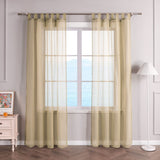 1 x RAW Customer Returns ESLIR Curtains with Loops Curtains Window Curtain Transparent Loop Curtain Voile Sand WxH 140x175cm 1 Piece - RRP €15.12