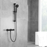 1 x RAW Customer Returns Auralum thermostatic shower faucet, wall-mounted shower thermostat with 38 C safety lock, mixer tap for shower, valve core removable and chrome finish for bathroom, size G 1 2 black  - RRP €63.99