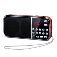 1 x RAW Customer Returns PRUNUS J-189 Small Rechargeable UKW FM Portable Radio, Portable Bluetooth Radio with 3W Bass Speaker, TF USB AUX Player, Pocket Digital Radio with LED Flashlight, 1200mAh Battery Red  - RRP €24.99