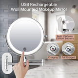 1 x RAW Customer Returns FASCINATE Rechargeable Cosmetic Mirror LED Lighting with 1X 5X Magnification, Dimmable Cosmetic Mirror Wall Mounted with 3 Colors Lights, 360 Rotation Extended Makeup Mirror - RRP €44.36