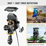 1 x RAW Customer Returns iMESTOU Motorcycle Wireless Phone Mount Charger with Qi USB C Port, Anti-Theft 1 Ball Handlebar Phone Mount Fast Charging for 4.0 -7.0 Mobile Phones, Works with 12 24V Motorcycles - RRP €46.38