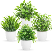 17 x Brand New Amrocky Artificial Plants Mini Artificial Green Potted Plants Plastic Fake Plants for Home Bathroom Office Table Decoration A4  - RRP €205.7