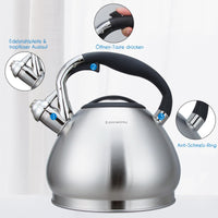 1 x RAW Customer Returns Easyworkz kettle induction whistling kettle made of stainless steel, 2.3 l tea kettle for all hotplates, whistling kettle with heat-resistant and non-slip handle, kettle for tea coffee - RRP €37.3