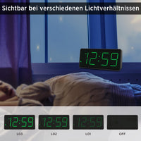 1 x RAW Customer Returns Eachui digital alarm clock battery operated with large numbers, digital alarm clock with LED display, adjustable brightness and volume, snooze, 12 24 hour and DST mode green numbers  - RRP €20.16