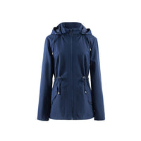 1 x RAW Customer Returns Polydeer Women s Lightweight Waterproof Raincoat Breathable Windbreaker Jacket Active Outdoor Hooded Lined Adjustable Poncho Navy, S  - RRP €48.4