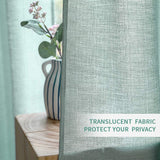 1 x RAW Customer Returns MIULEE Set of 2 Voile Curtains Sheer Linen Curtain with Eyelets Transparent Irregular Texture Curtain Eyelet Curtain Window Curtain Translucent for Bedroom 225 x 140cm H x W Sea Green - RRP €38.3