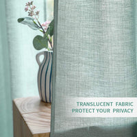 1 x RAW Customer Returns MIULEE Set of 2 Voile Curtains Sheer Linen Curtain with Eyelets Transparent Irregular Texture Curtain Eyelet Curtain Window Curtain Translucent for Bedroom 245 x 140cm H x W Sea Green - RRP €37.8