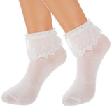 14 x Brand New Sibba Long Lace Ankle Socks 1 Pair Vintage Style Ruffle Boots Kawaii Clothing Mesh Fabric Floral Pattern Halloween Party Cosplay Socks Women Teen Girl, - RRP €336.0