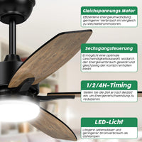 1 x RAW Customer Returns Mefine ceiling fan with lighting and remote control, quiet, 106 cm ceiling fans with LED lamp with 5 wooden fan blades, wood grain black, timer, for bedroom, living room - RRP €159.99