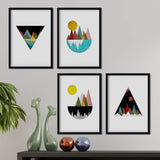 1 x RAW Customer Returns Nacnic - Set of 4 Abstract Prints with Geometric Mountains - Landscape with Minimalist Nordic Art Print - Posters Decorative Pictures - A4 Size - RRP €18.8