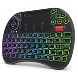 1 x RAW Customer Returns  New version 2018 Rii X8 Mini Wireless Keyboard, Backlit Keyboard with 2.4GHz Touch Screen and Scroll Wheel, Has 8 Color Changes - RRP €25.78